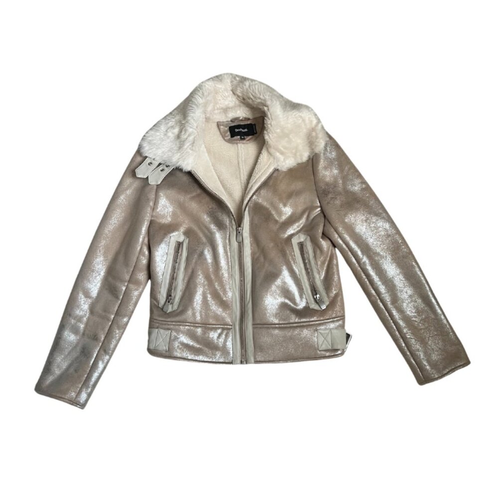 Desigual Metallic Faux Shearling Jacket